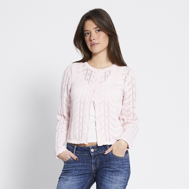 Crochet knit cardigan "Vidia" Light Pink